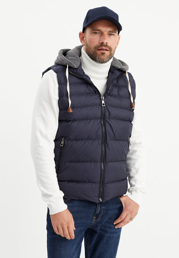 Leif Nelson Quilted vest with hood